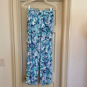 Lilly Pulitzer Vibrant Blue and Green Wide Leg Pants Size S